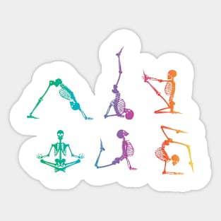 Funny Skeleton Yoga Poses Colorful Skeleton Fitness Gym Sticker